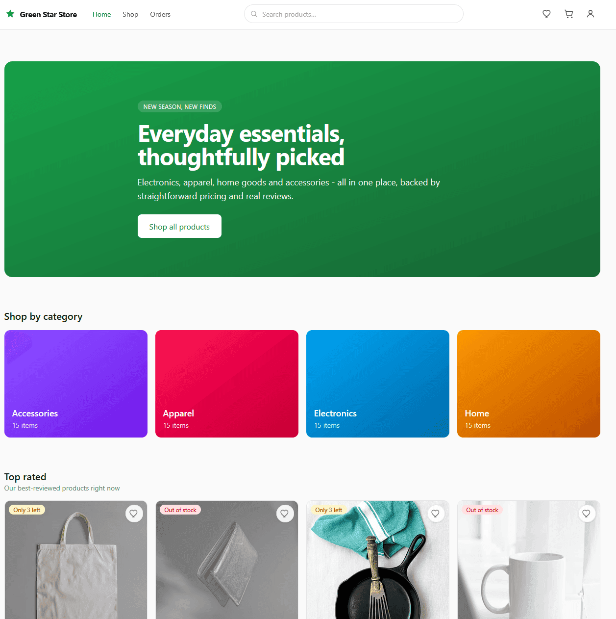 Screenshot of Green Star Store