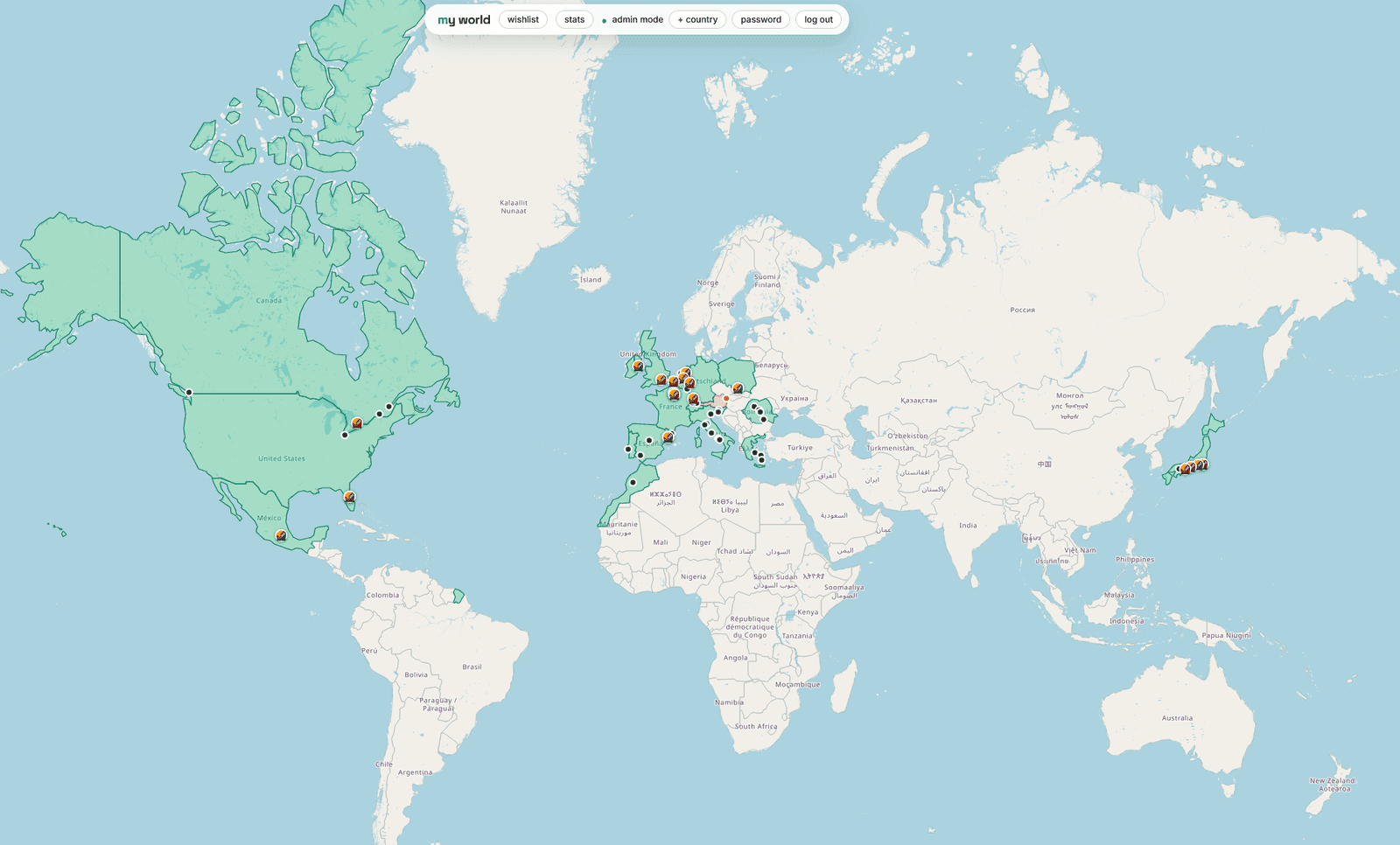 Screenshot of Traveling World Map